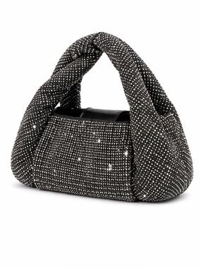 AKIRA Crystal Studded Rhinestone Small Evening Bag Glam Double Handles Y2K